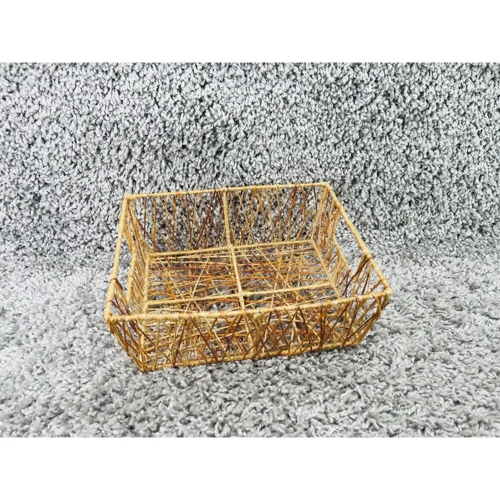 String Woven Trinket Basket Square Home Any Room Decor Storage 4inX6inX8in